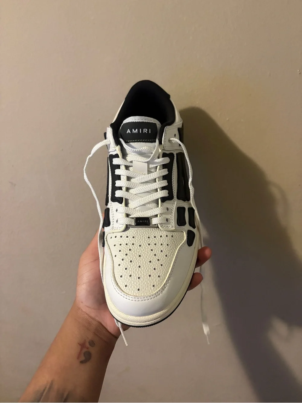 AMIRI Men’s White and Black Low-Top Leather Sneaker